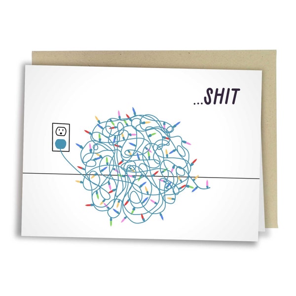 Shit Tangled Christmas Lights, Funny Christmas Card, Rude Christmas Lights Greeting Card, Funny Xmas Card, Holiday Card Gift For Her