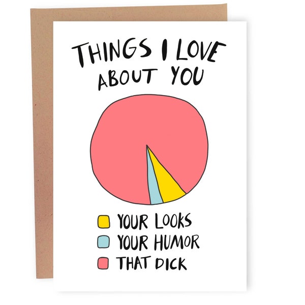 Things I Love About You Your Dick, Funny Anniversary Card, Naughty Birthday Greeting Card For Husband, Dirty Valentine's Day Card For Him