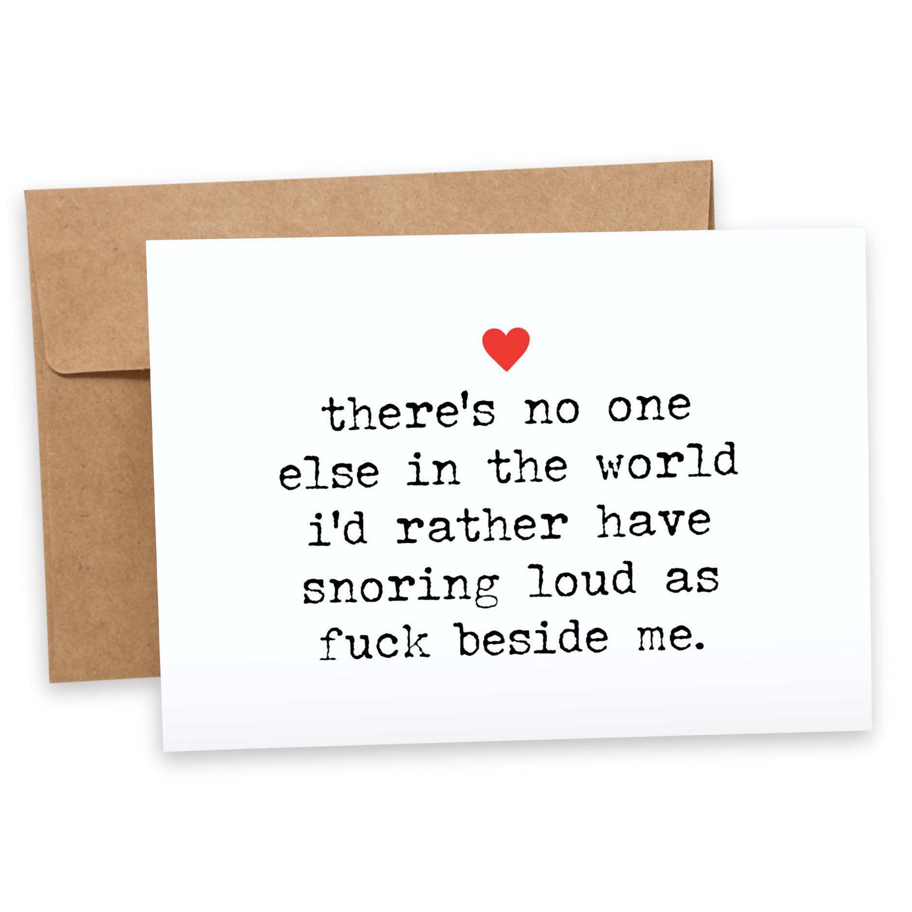Snoring Loud As Fuck Heart Funny Valentine's Day Card, Rude Greeting Card, Sassy Anniversary Card, Gift For Him, Plain Love Card, Cheap Gift