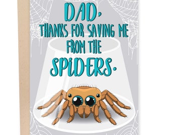 Papa Danke, dass du mich vor den Spinnen gerettet hast, lustige Vatertagskarte, Spinnen-Grußkarte für Papa, Danke, Papa, Karte
