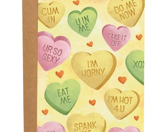 Naughty Sweetheart Candies Funny Valentine's Day Card, Funny Greeting Card, Gift For Her, Naughty Love Card, Dirty Anniversary Card, Sweets