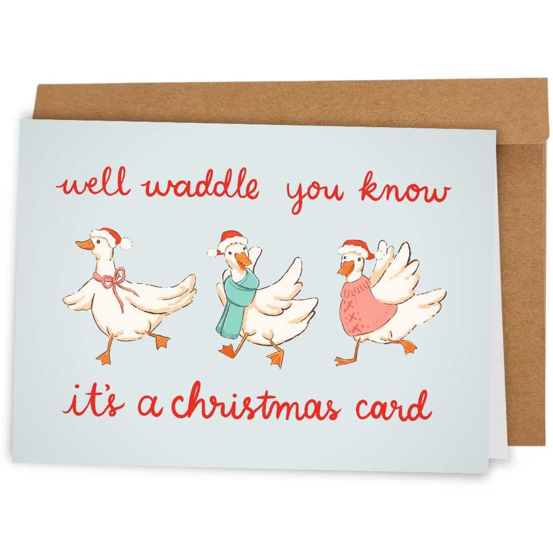Well Waddle You Know Funny Christmas Card, Ducks Greeting Card, Merry ...