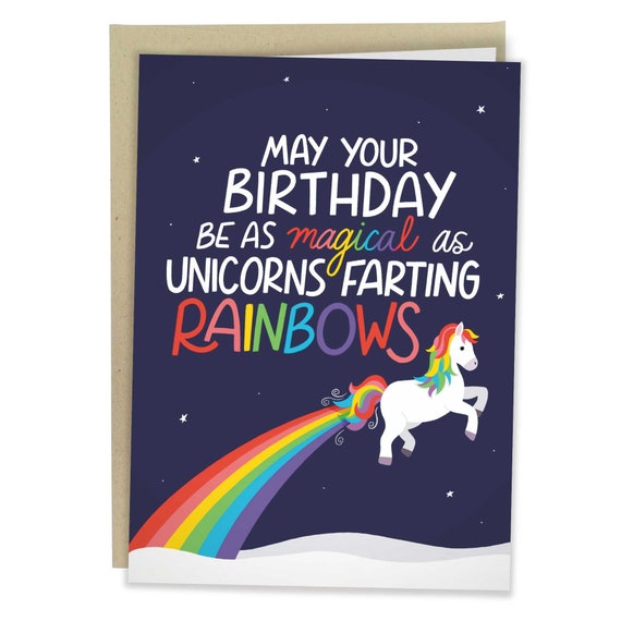 unicorn farting rainbows card