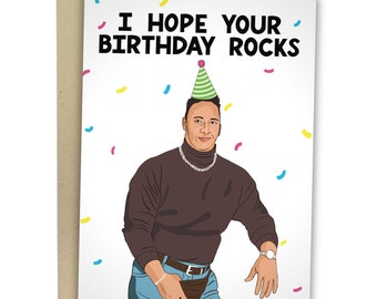 Spero che il tuo compleanno sia fantastico, biglietto di compleanno divertente, biglietto d'auguri divertente di Dwayne The Rock per lui, biglietto di compleanno per celebrità meme