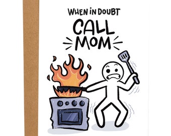When In Doubt Call Mom Funny Mother's Day Card, Rude Greeting Card For Mother, Cute Birthday For Mom, New Mom Card, Gift For Mom