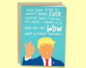 Funny Birthday Card, Donald Trump Birthday Card, Funny Trump Card, Greatest Birthday Card