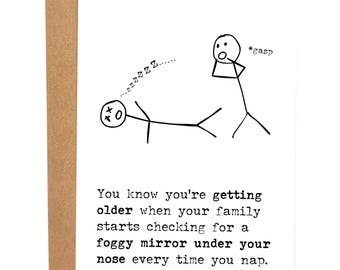 Foggy Mirror Funny Birthday Card, Aging Bday Card For Friend, Rude Greeting Card, Gift For Her, You're Old Birthday Card, Gift For Sister