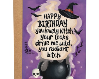You Radiant Bitch Funny Halloween Card, Halloween Gift For Friend, Funny Greeting Card, Spooky Card, Rude Witch Card, Lovely Witch Card