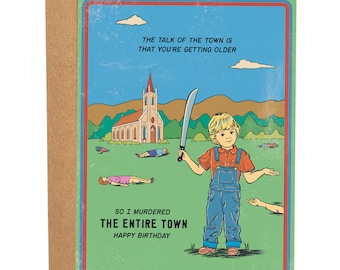Vintage Talk Of The Town Funny Birthday Card, Bday Card For Sister, Rude Greeting Card, Classic Greetings, Retro Birthday Card, Getting Old