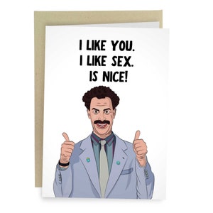 I Like You I Like Sex Is Nice, Funny Anniversary Card, Naughty Birthday Greeting Card For Wife, Dirty Valentine&#39;s Day Card For Her, Meme