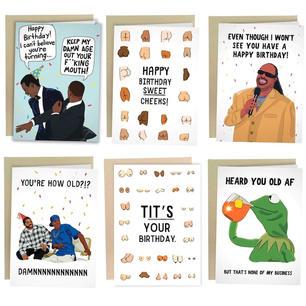 Best Selling Birthday Cards Set, Sleazy Greetings Bundle, Funny Greetings Card, Gift For Friend, Bday, Celebration Gift, Rude Birthday Cards