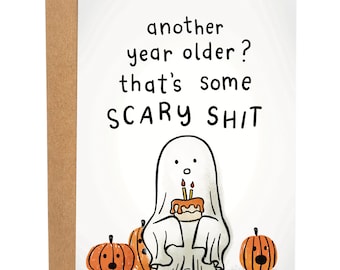 That's Some Scary Shirt Funny Halloween Card, Skeleton Greeting Card, Ghost Card, Spooky Card, Gift For Friend, Scary Card, You're Old Card