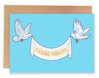 Fucking Finally, Funny Wedding Card, Bachelorette Party Greeting Card For Friend, Congratulations Bridal Shower For Bride, Couple Wedding