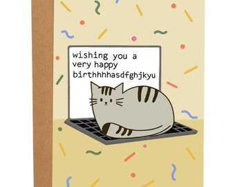 Wishing You A Very Happy Birthhhhasdfghjkyu, Funny Birthday Card, Rude Greeting Card For Sister Brother, Cat Sarcastic Card, Cat Lover, Pet