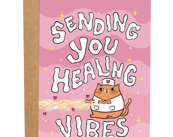 Healing Vibes Funny Get Well Soon Card, Encouragement Card For Friend, Surgery Greeting Card, Gift For Her, Sympathy Card, Gift For Sister