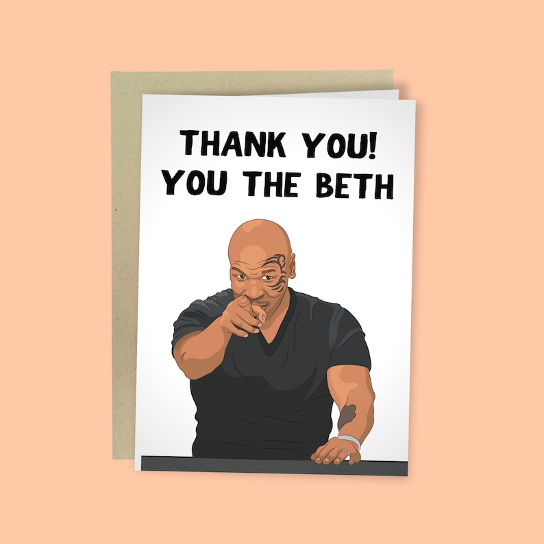 Funny Thank You Card Witty Mike Tyson card Appreciation image 1