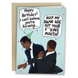 Will Smith Slap Funny Birthday Card, Funny Birthday Card, Will Smith Slaps Chris Rock Card, Oscars Meme Birthday Card