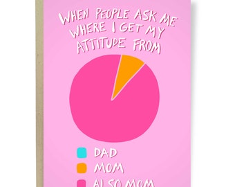 When People Ask Me Where Get My Attitude From Pie Chart, Funny Mother's Day Card, Rude Greeting Card For Mother, Sassy Birthday