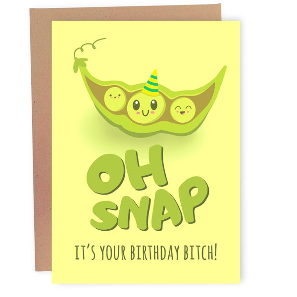 Oh Snap It's Your Birthday Bitch, Funny Birthday Card, Rude Greeting Card For Best Friend, Sarcastic Birthday Gift For Sister, Bitchy Sassy