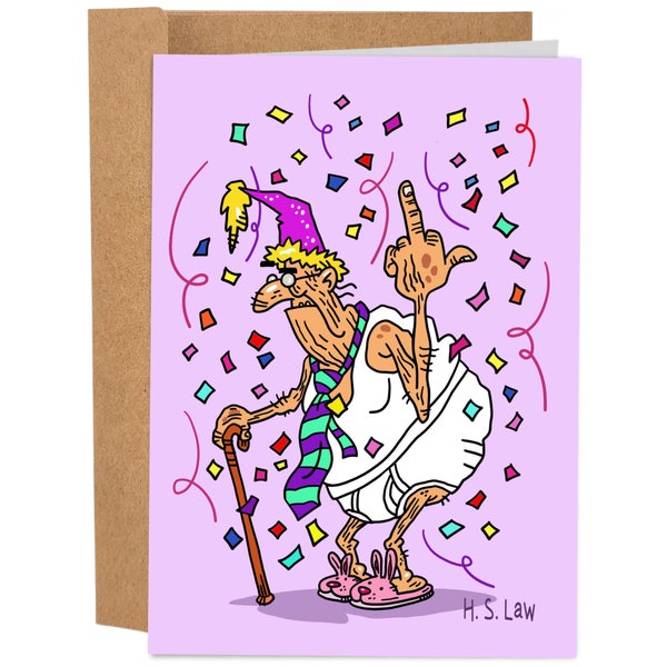 Old Person Middle Finger Funny Birthday Card, Bday Card For Friend, Rude Greeting Card, Birthday Gift For Her, Snarky Birthday Card, Old