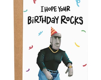 Birthday Rocks Funny Birthday Card, Bday Card For Friend, Cool Greeting Card, Gift For Him, Rock Lover Birthday Card, Meme Birthday Card