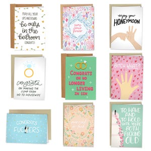 9 Best Selling Wedding Cards Set, Sleazy Greetings Funny Greeting Cards, Funny Engagement Card, Funny Wedding Card, Gift For Bride