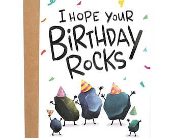 I Hope Your Birthday Rocks Funny Birthday Card, Bday Card For Friend, Cool Greeting Card, Gift For Him, Rock Lover Birthday Card