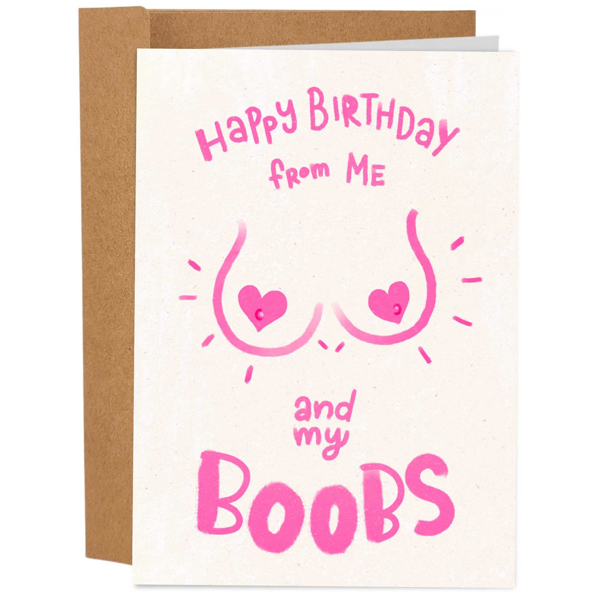 Boobs touch the Seat  Funny Birthday Card for Her - Not Nice Things