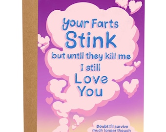 Your Farts Stink, Funny Anniversary Card, Cute Greetings Card, Valentine's Gift For Her, Fart Joke Card Gift For Him