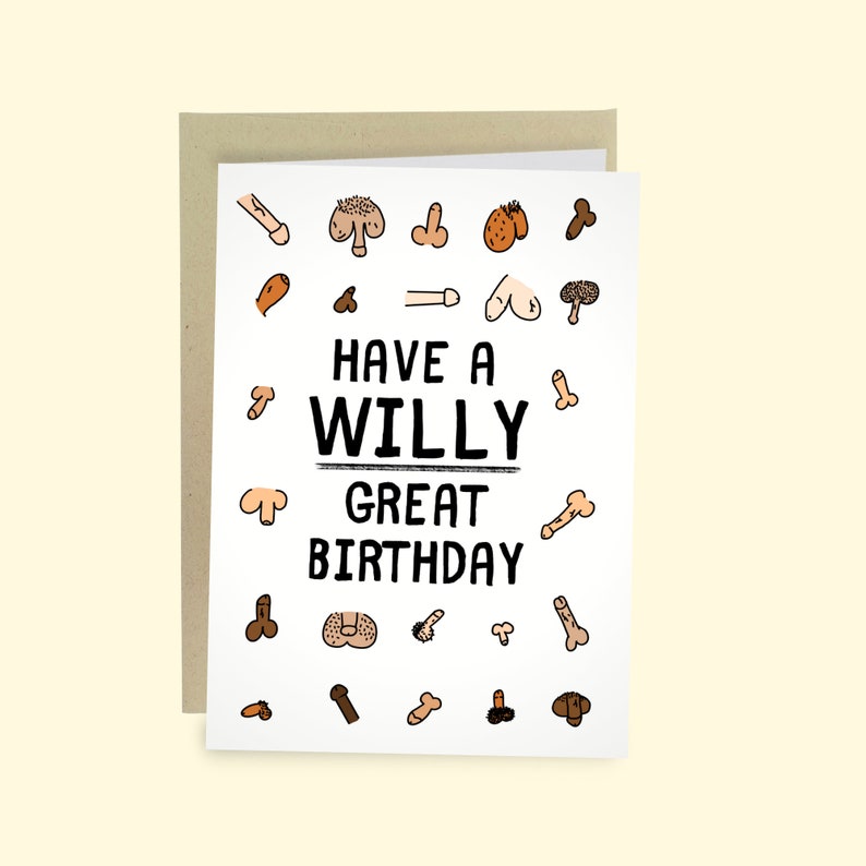 Funny Birthday Card Have A Willy Great Day Funny Card For image 1