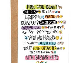 Gen Z Birthday Card Funny Birthday Card, Bday Card For Friend, Rude Greeting Card, Gift For Him, Brain Rot Birthday Card, Gift For Sister