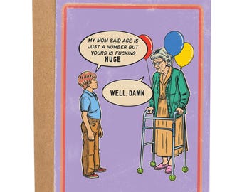 Yours Is Fucking Huge Funny Birthday Card, Bday Card For Sister, Classic Greeting Card, Retro Birthday Card, Youre Old Birthday Card