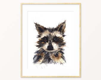 Raccoon Watercolor- Fine Art Print