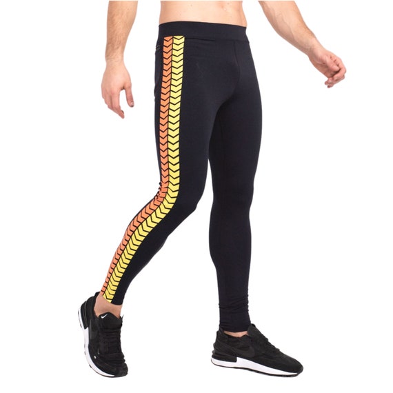 Men's Black Kapow Bright Leggings With Double Pockets, Running Strength Gym Athletic  Leggings, Stretchy Spandex Running Compression Leggings -  Canada