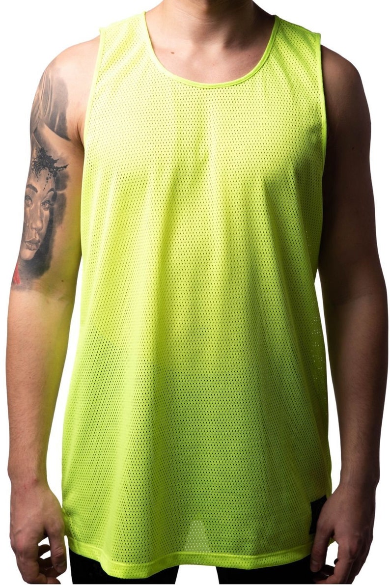 Neon Yellow Performance Street Style Fashion Kapow Meggings Men/'s Tank Top Sleeveless Shirt Workout Quick Dry Sunstrike