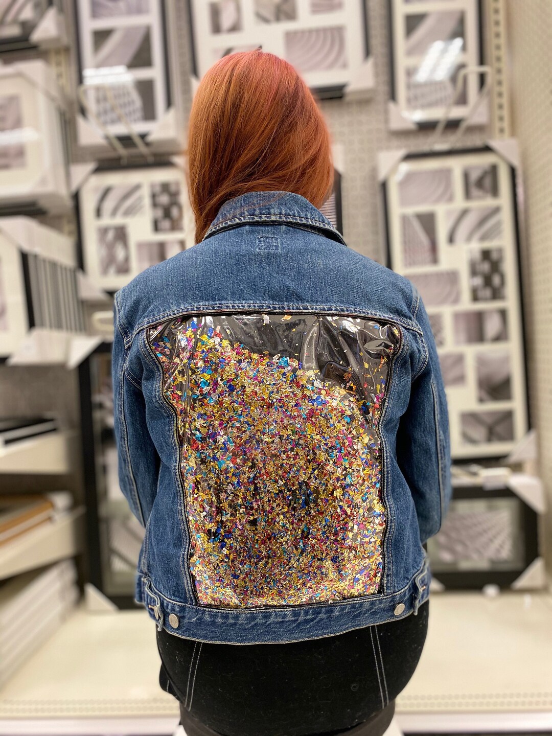 Custom Mirror Confetti Denim Jacket Etsy
