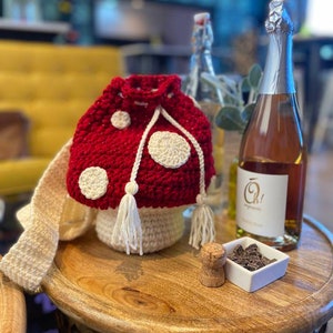 Crochet, amanita,  mushroom,  backpack,  pouch, festival,  wear, MADE TO ORDER.
