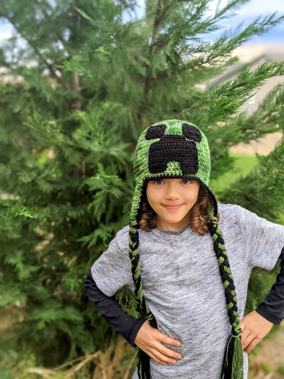 Crochet, Mine Craft, Creeper, Green Beanie, Hat. - Etsy