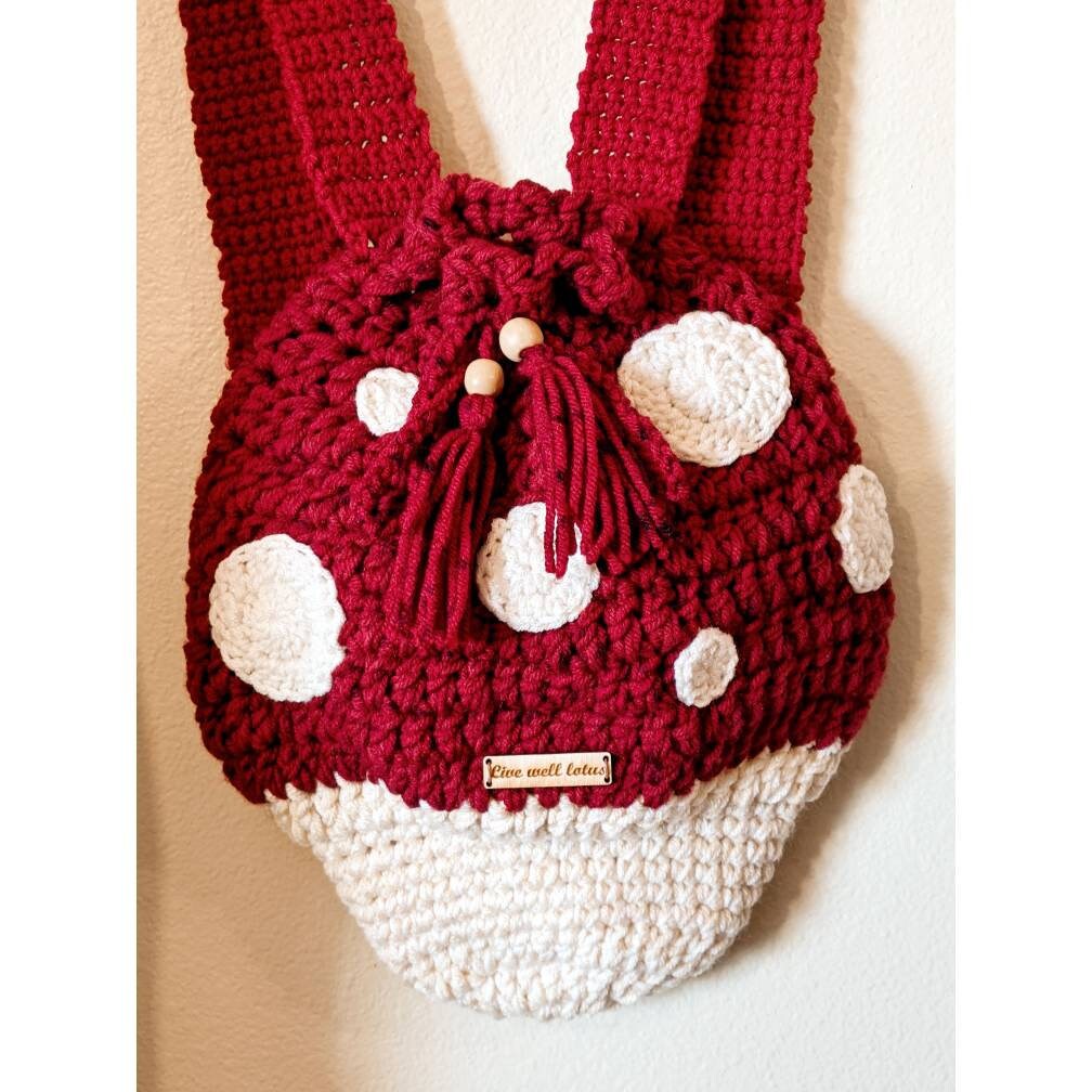 crochet mushroom backpack