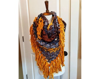 Crochet, shawl, wrap, triangle scarf. Yellow, Ready to ship.