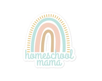 Homeschool Sticker for Moms Boho Pastel Rainbow Sticker Gift for Wife