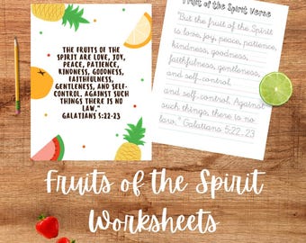 Fruits of the Spirit Bible Verse Printable | Handwriting Practice in Print & Cursive | Christian Homeschool Printable | Scripture Memory