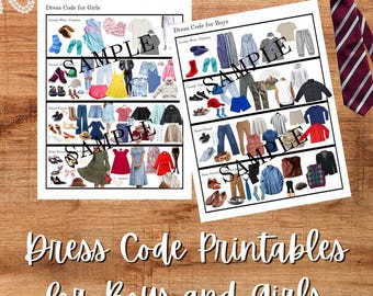 Guida al codice di abbigliamento per bambini / Categorie di abbigliamento stampabili per ragazzi e ragazze / Abbigliamento appropriato e modesto / Risorse per l'istruzione parentale sulle competenze di vita