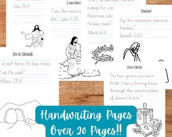 Christian Handwriting Practice in Print and Cursive | Bible Verse Copywork for Kids | Scripture Memory Printable | 20+ Pages