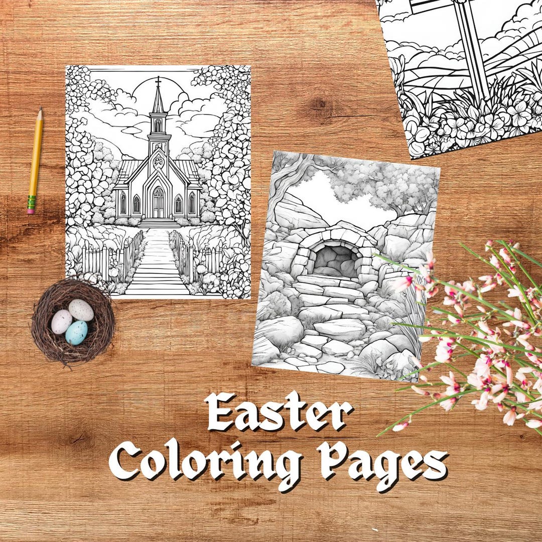 Christian Easter Coloring Pages | 16 Page Printable Spring-themed Bible ...