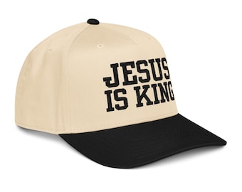 Cappello ricamato "Gesù è re" / Cappello della fede cristiana / Dettaglio della corona sul retro / Regalo di abbigliamento cristiano / Cappello da adorazione per uomini e donne