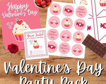 Pacchetto festa di San Valentino / Decorazioni stampabili, inviti e attività per bambini / Festa in classe e a casa