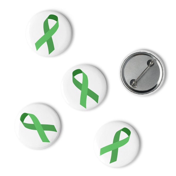 Green Awareness Ribbon Pins | Set of FIVE pin buttons | Tubie Awareness Button