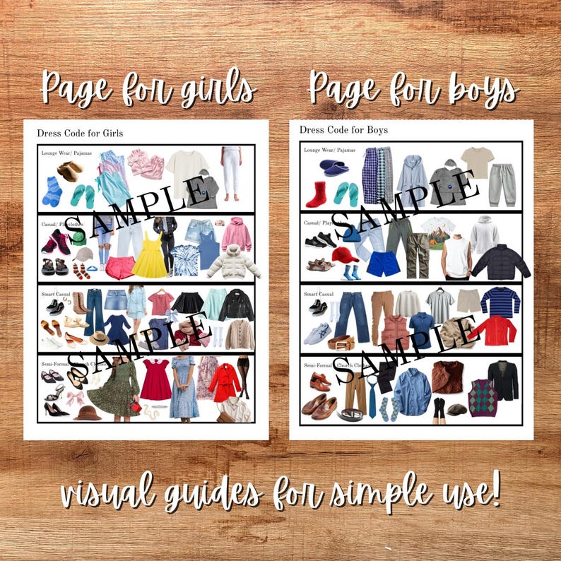 Free Clothes Guide.pdf Dress Code Guide for Kids | Printable Clothing Categories for Boys and ...