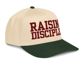 Cappello a 5 pannelli Raising Disciples / Cappellino ricamato cristiano / Dettaglio incrociato sulla schiena / Cappello stile di vita fedele